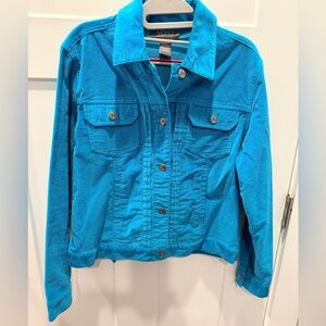 Motto Turquoise Stretch Denim Jacket Button Front Women’s Small